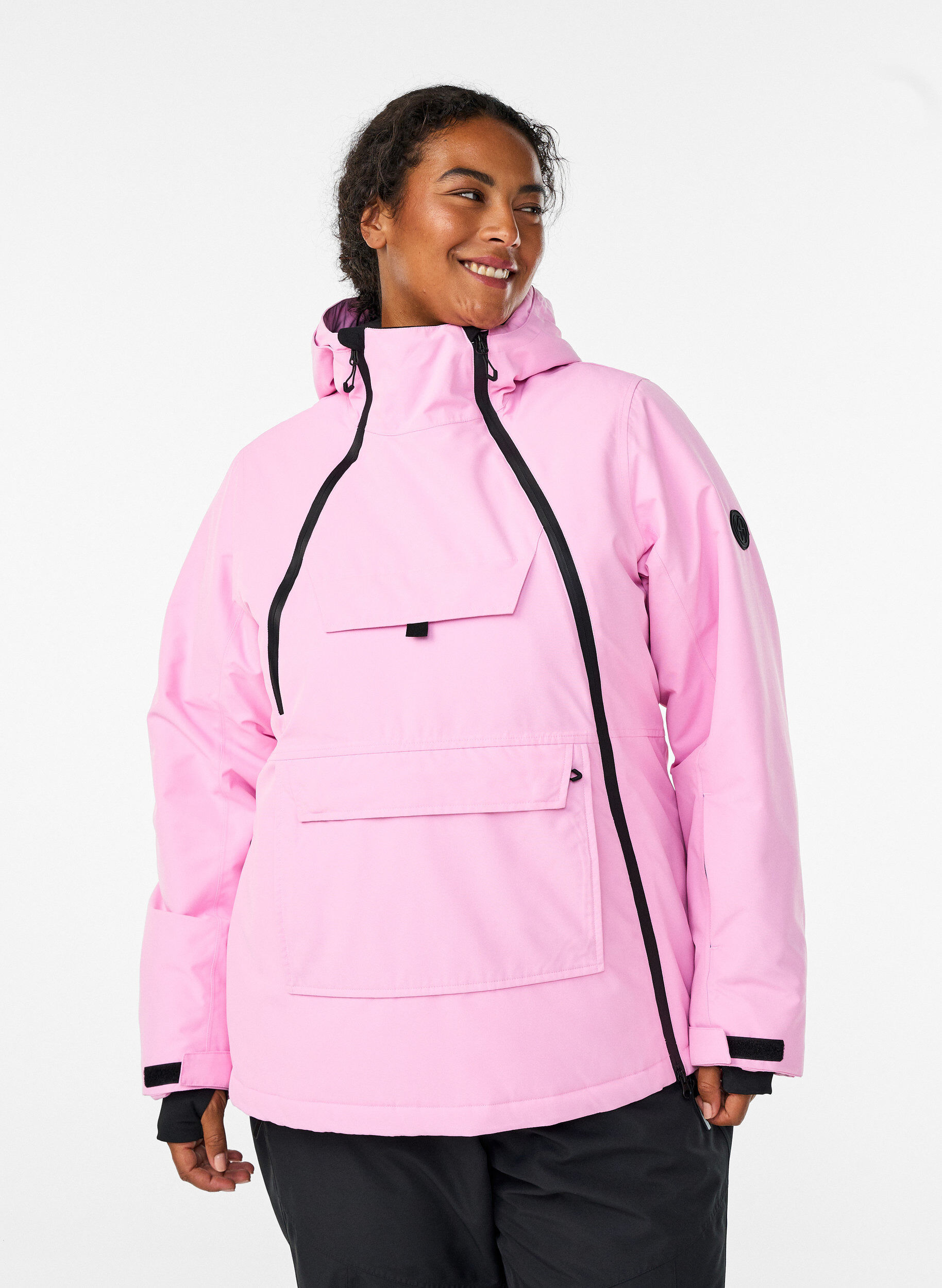 Functionele ski-anorak met capuchon, Roze, Model