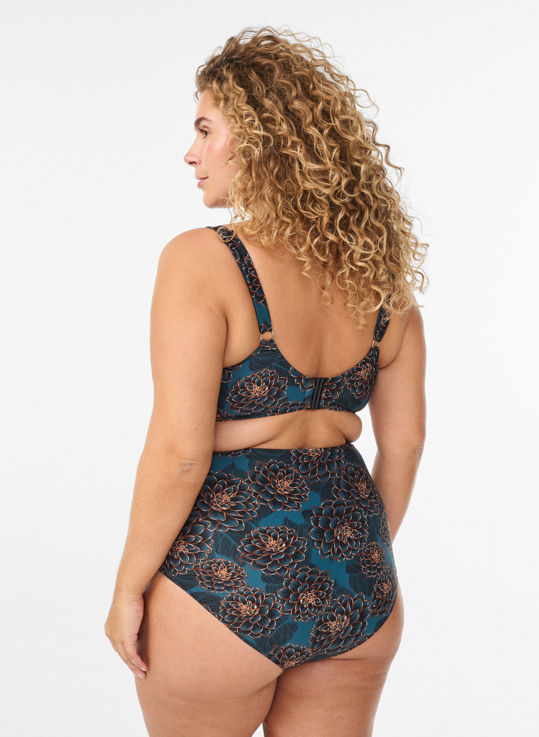 ZizziBikinibroekje met print en een hoge taille, Blauw, Model image number 1
