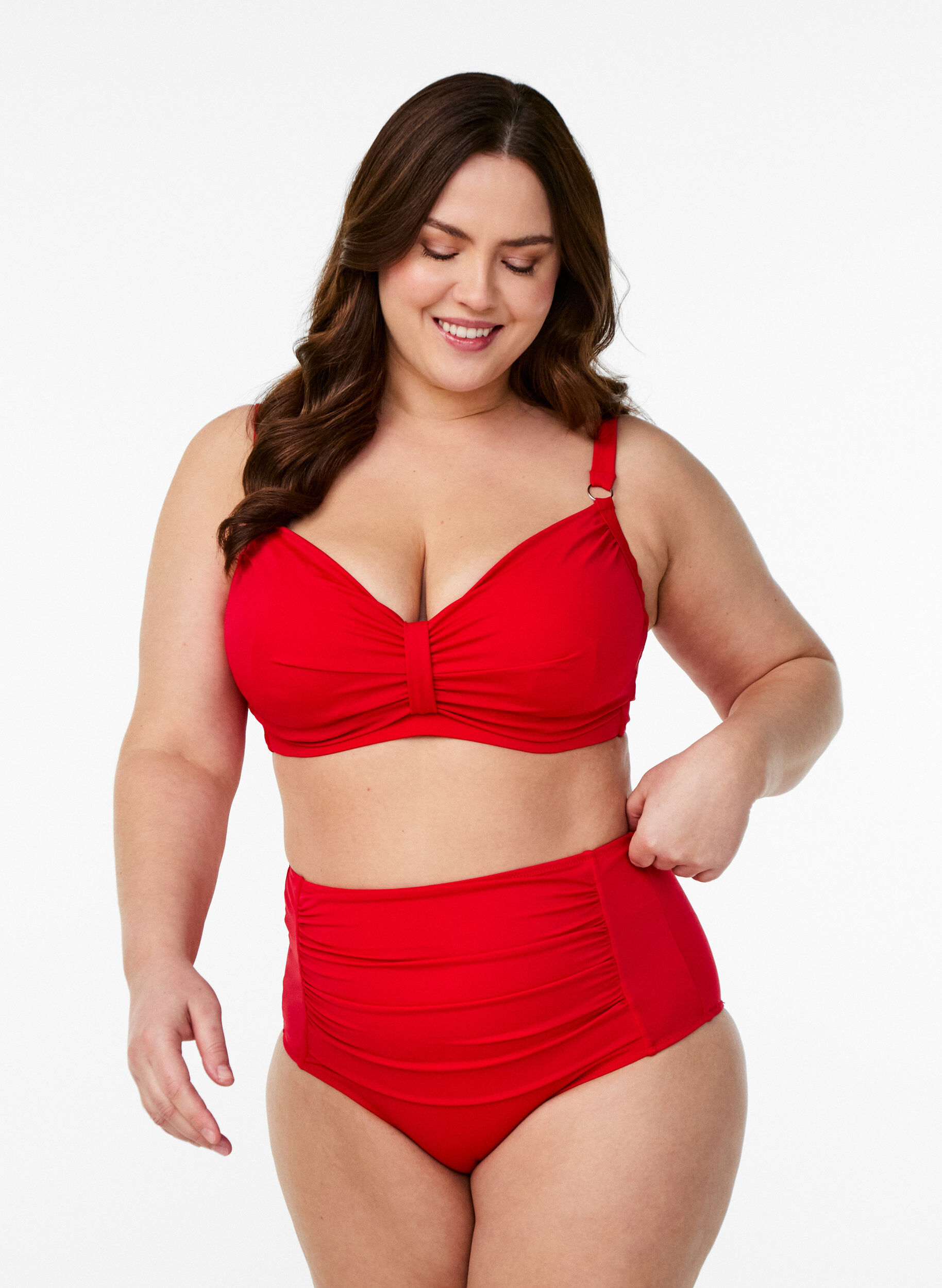Bikinibroekjes met hoge taille, Rood, Model