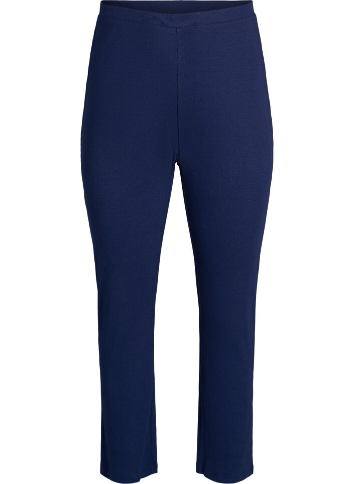 Pyjamabroek met een geribde textuur en een elastische tailleband, Blauw, Packshot