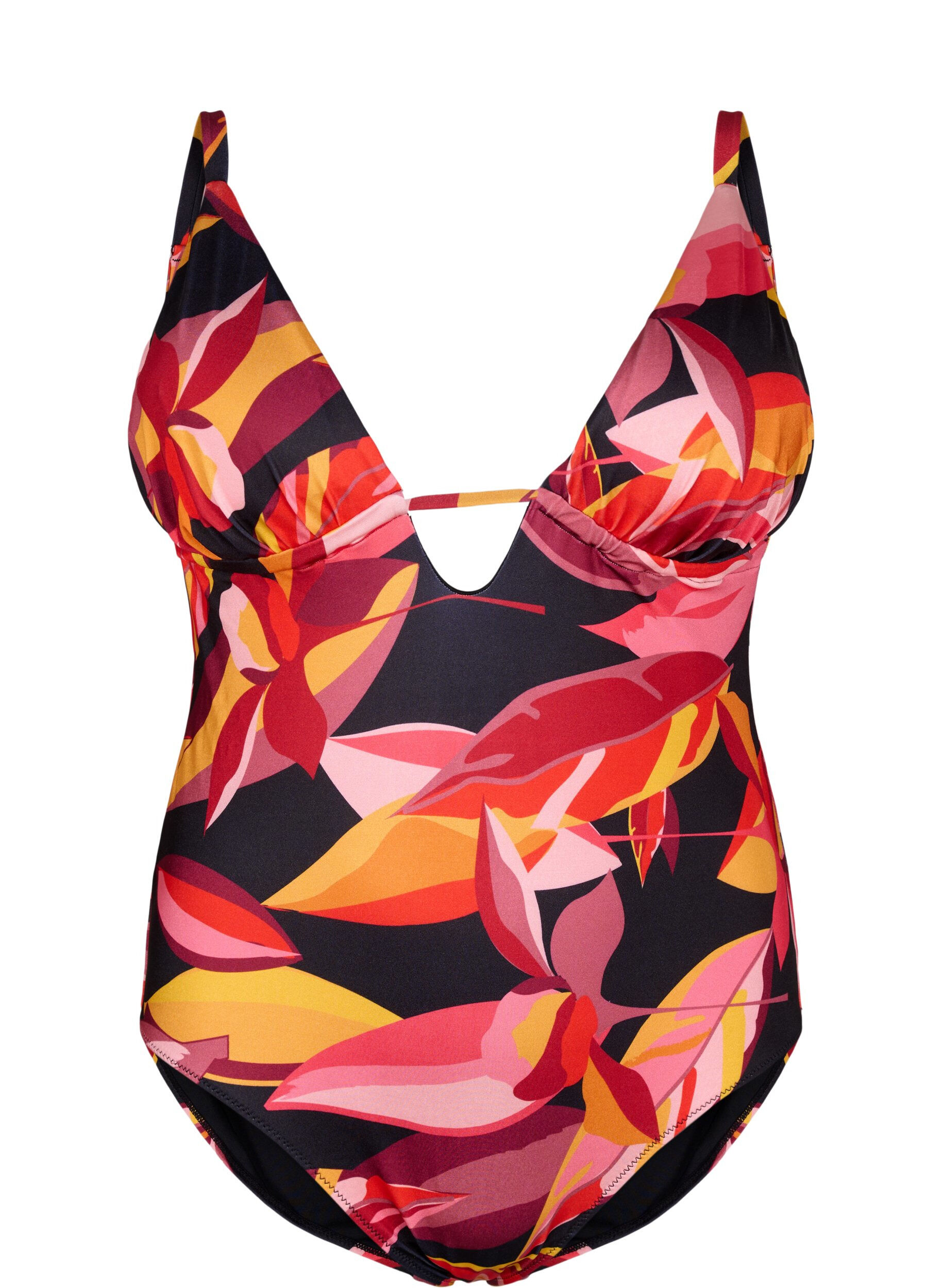 Badpak met V-hals en strikdetails