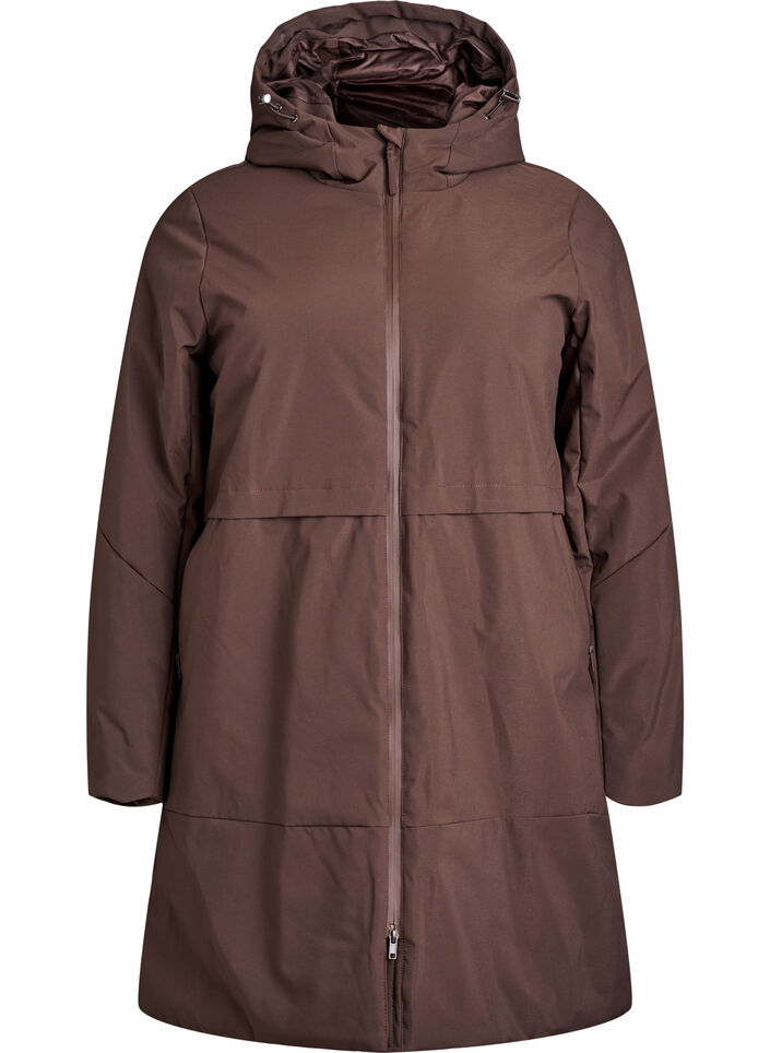 Winterjas met verstelbare taille, Bruin, Packshot image number 0