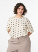 Viscose blouse met spots en mouwen 1/2, Vanille, Model image number 0