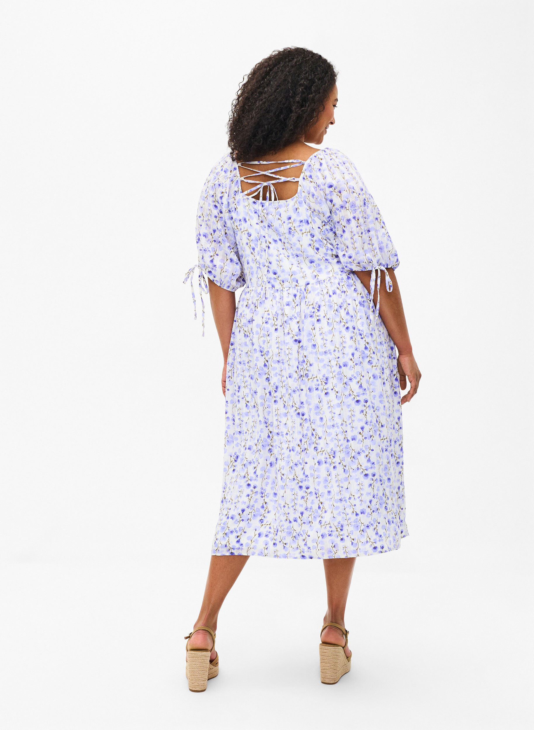 ZizziZomerjurk met bloemenprint en kanten details, Sand Verbena AOP, Model image number 1