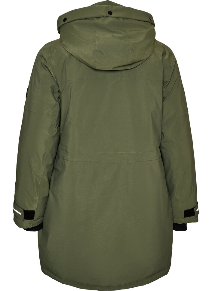 Waterafstotende parka met capuchon en functionele details, Groen, Packshot image number 1