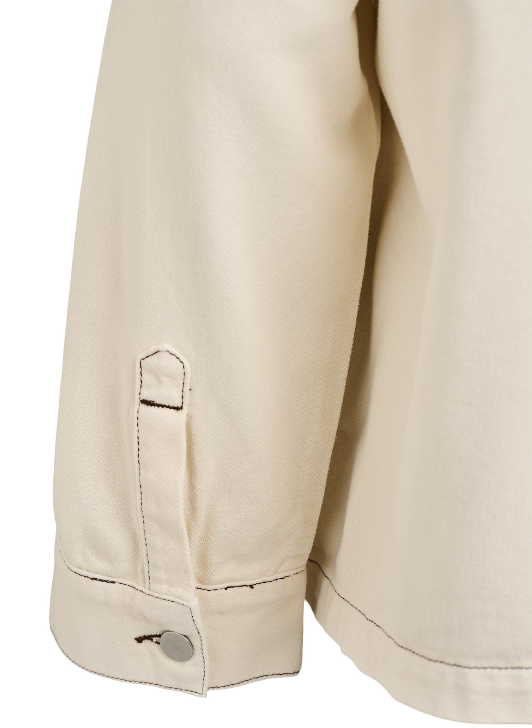 ZizziGekleurde denimjas met contrasterende kraag, Vanille, Packshot image number 4