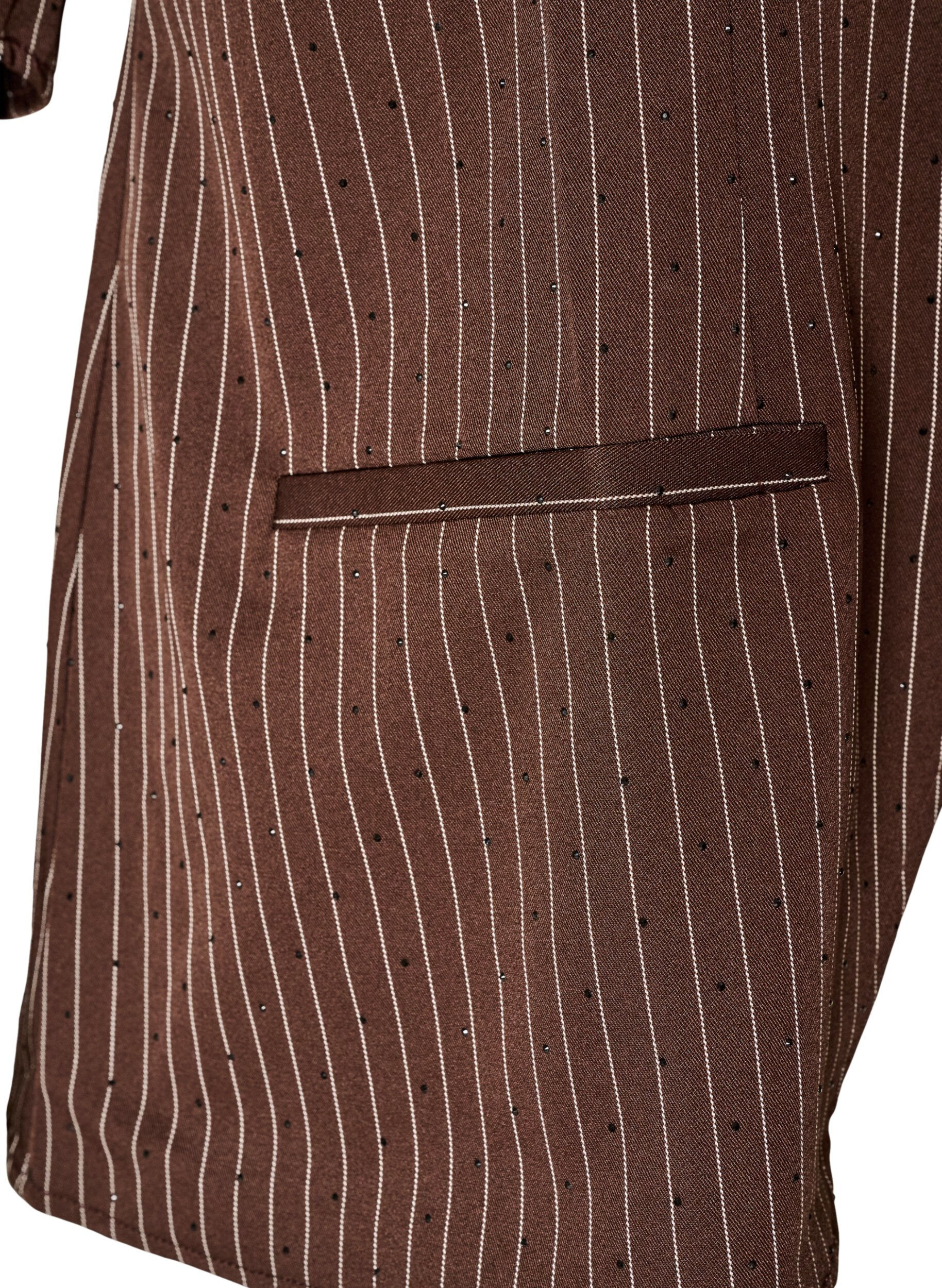 ZizziBlouse met krijtstreep, strasssteentjes en knopen, Bruin, Packshot image number 3