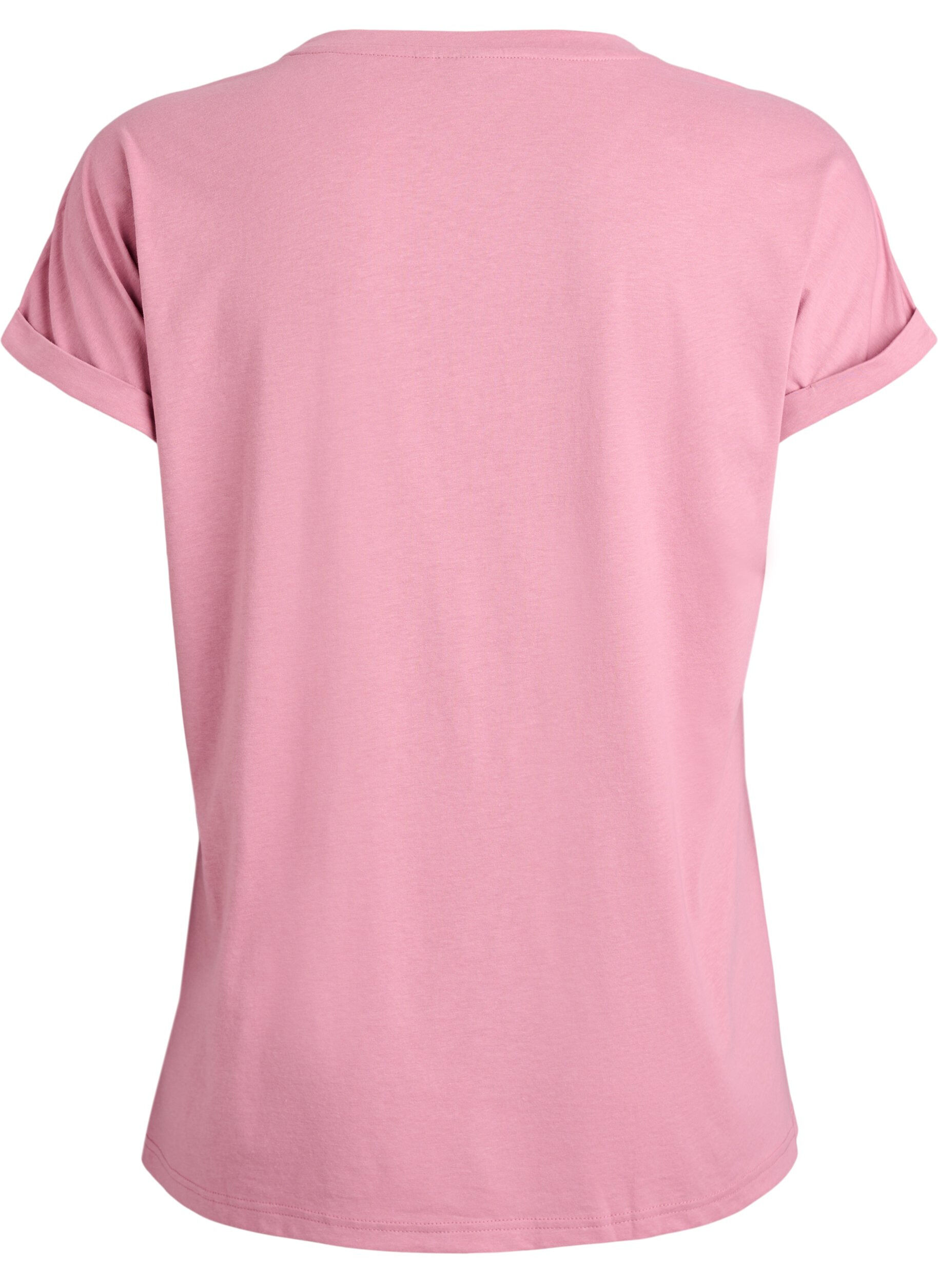 ZizziT-shirt met korte mouwen van katoenmix, Roze, Packshot image number 1