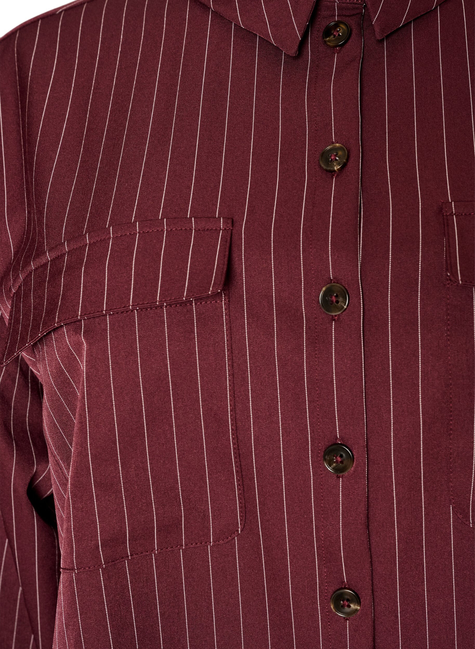 ZizziGestreept overhemd met borstzakken, Rood, Packshot image number 2