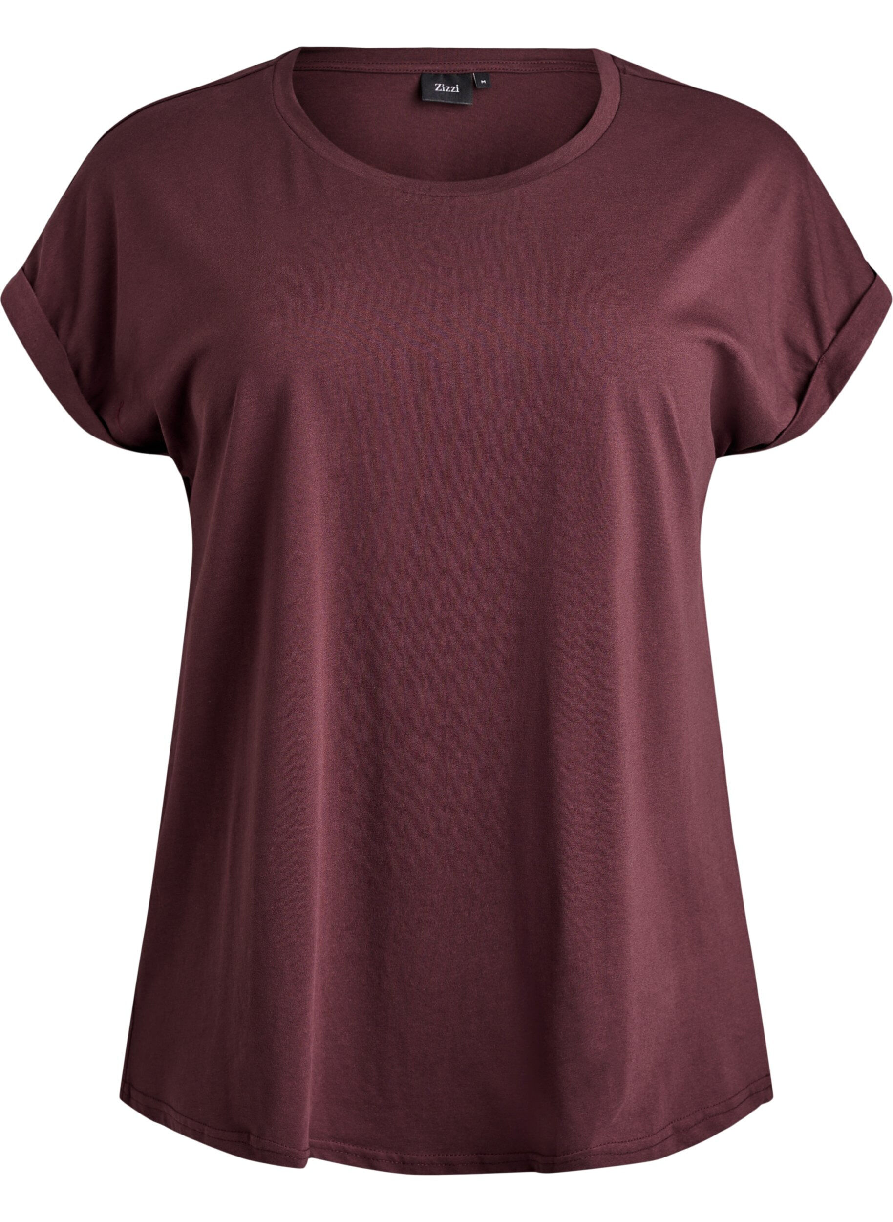 ZizziT-shirt met korte mouwen in een katoenmix, Donker Bordeaux, Packshot image number 0