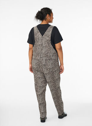 ZizziLuipaardprint denim tuinbroek, Light LEO, Model image number 1