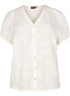 Shirtblouse met korte mouwen en 3D-bloeimeffect, Beige, Packshot image number 0