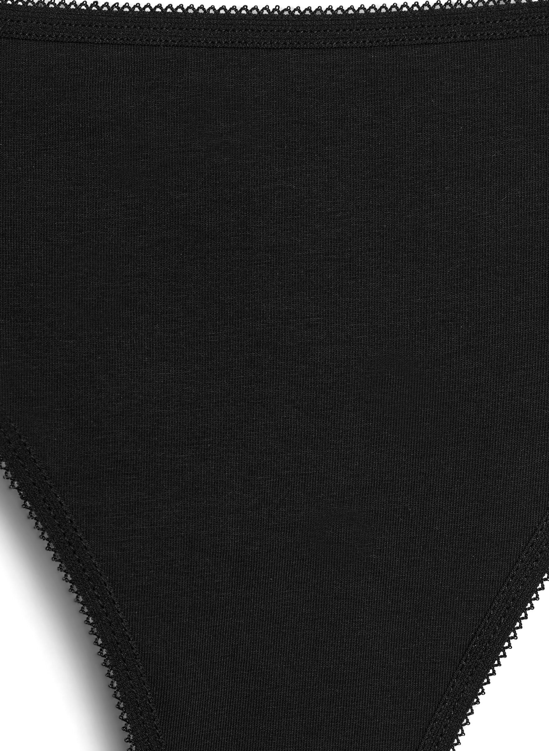 Zizzi7-pack katoenen strings met een lage taille, Zwart, Packshot image number 2