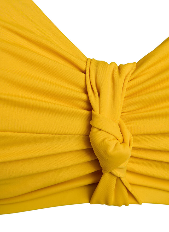 Bikinitop met beugel en knoopdetail, Old gold, Packshot