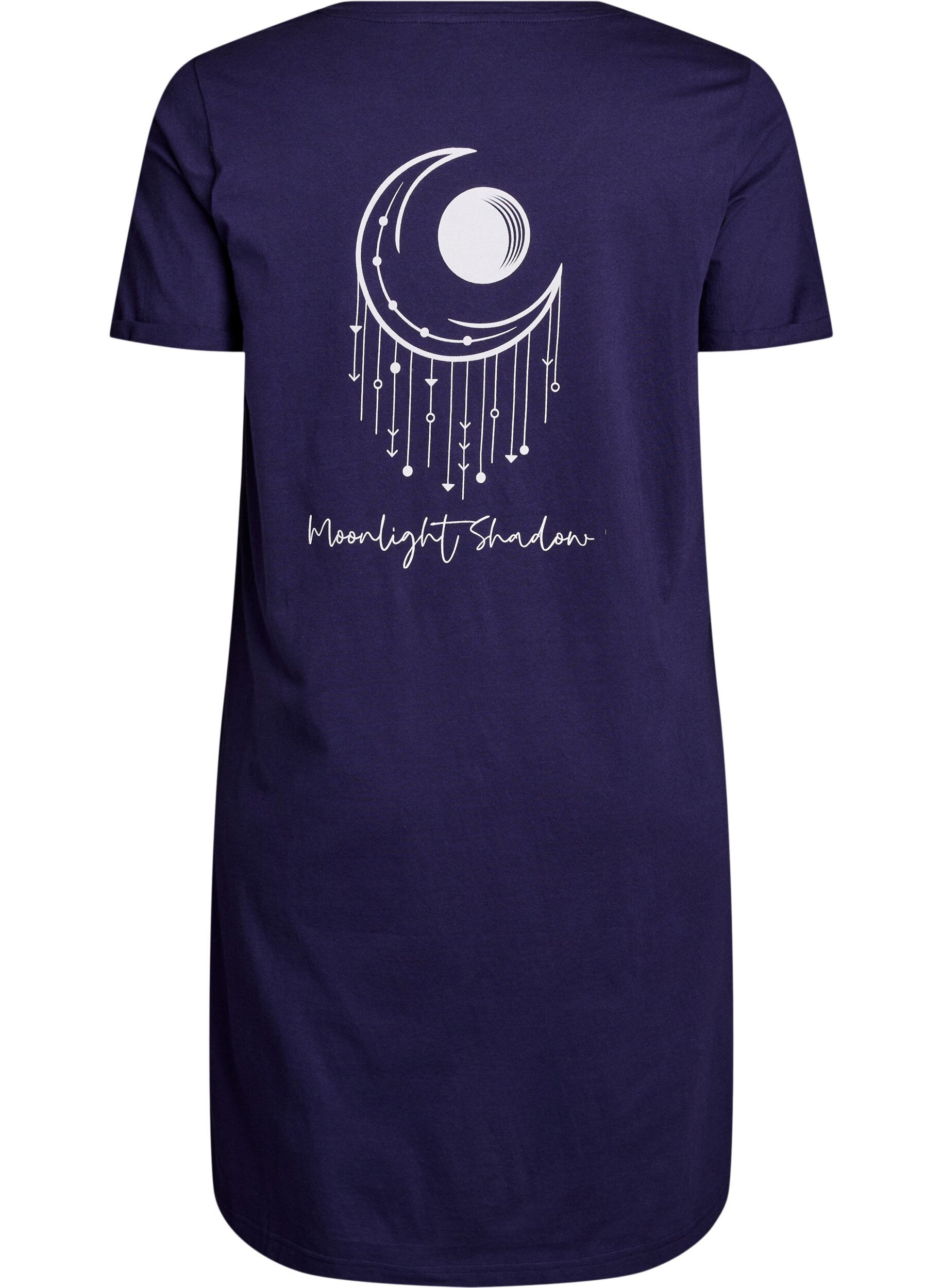 ZizziLang nachthemd-T-shirt in biologisch katoen met print, Blauw, Packshot image number 1