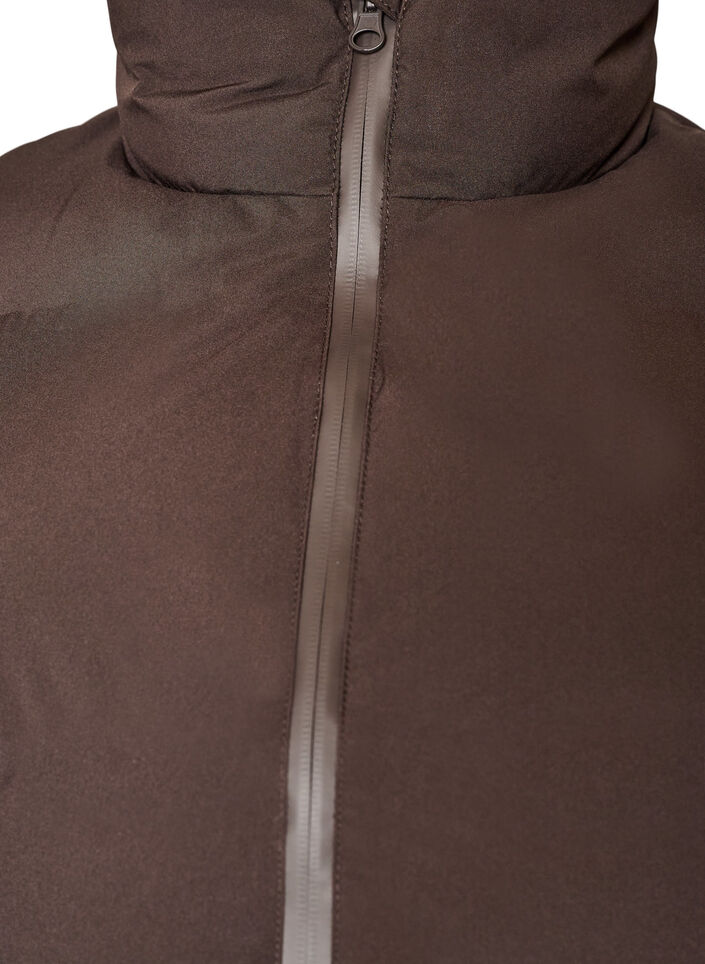 Korte puffer bodywarmer met hoge kraag, Bruin, Packshot image number 2