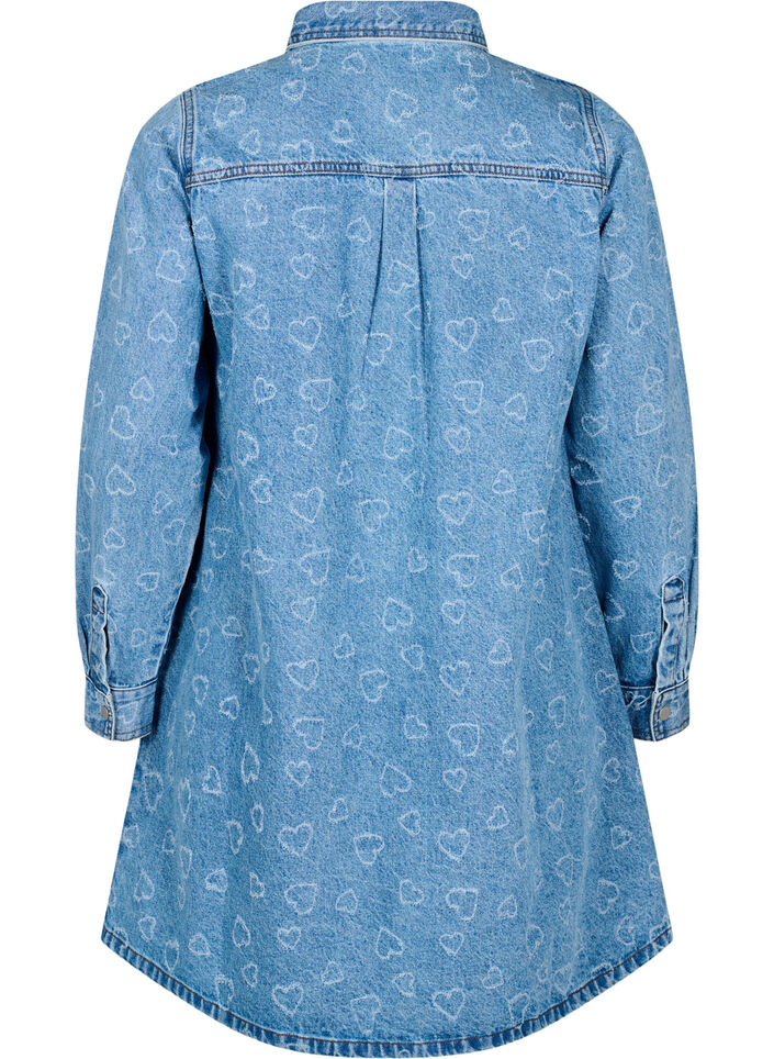 Spijkerjurk met hartjespatroon, Blue Denim Heart, Packshot