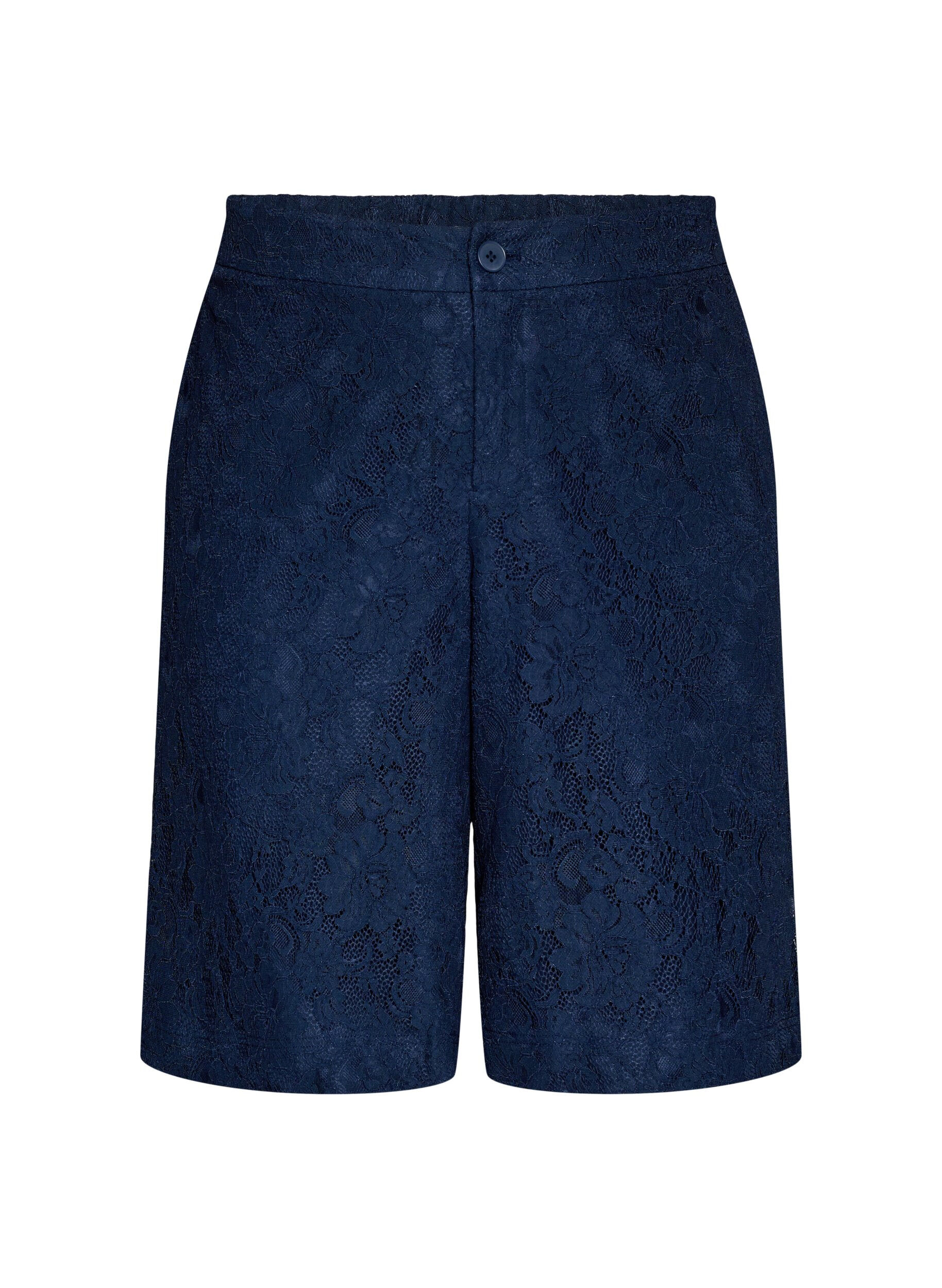 Bermuda shorts van kant met hoge taille
