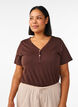 T-shirt met knoopdetail, Bruin, Model image number 0
