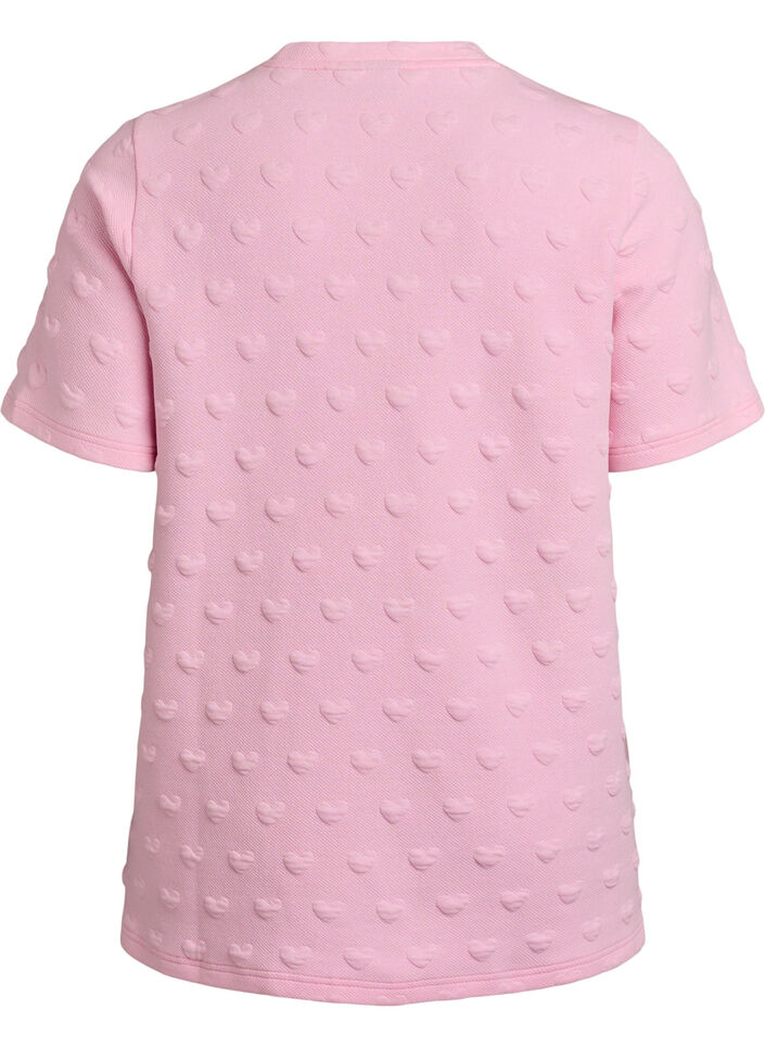 T-shirt van embossen katoenen jersey, Roze, Packshot image number 1