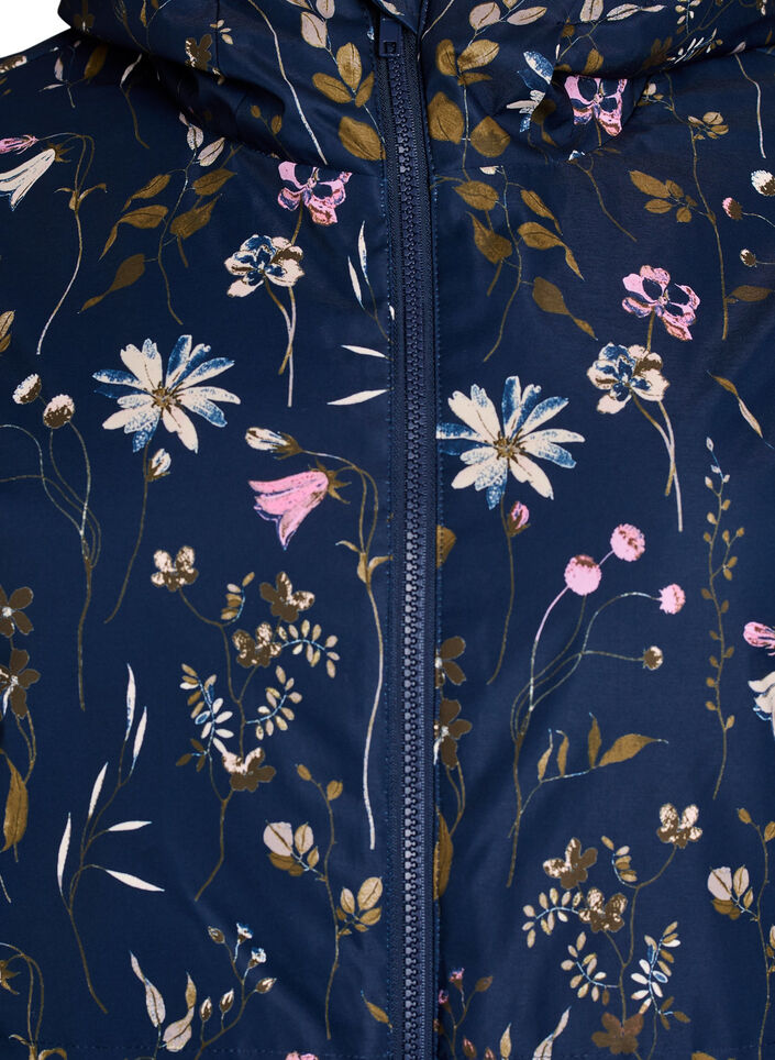 Gewatteerde winterjas met bloemenprint, Blauw, Packshot image number 2