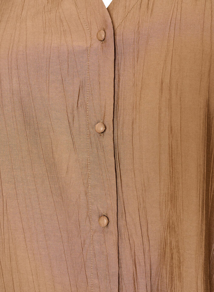 Viscose blouse met knoopjes en textuur, Bruin, Packshot image number 2
