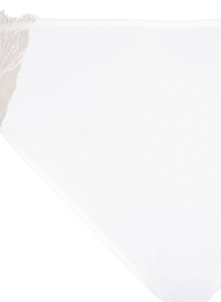 Microvezel string met kanten details, Wit, Packshot image number 2