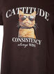 Katoenen T-shirt met print aan de voorkant, Bruin, Packshot image number 2