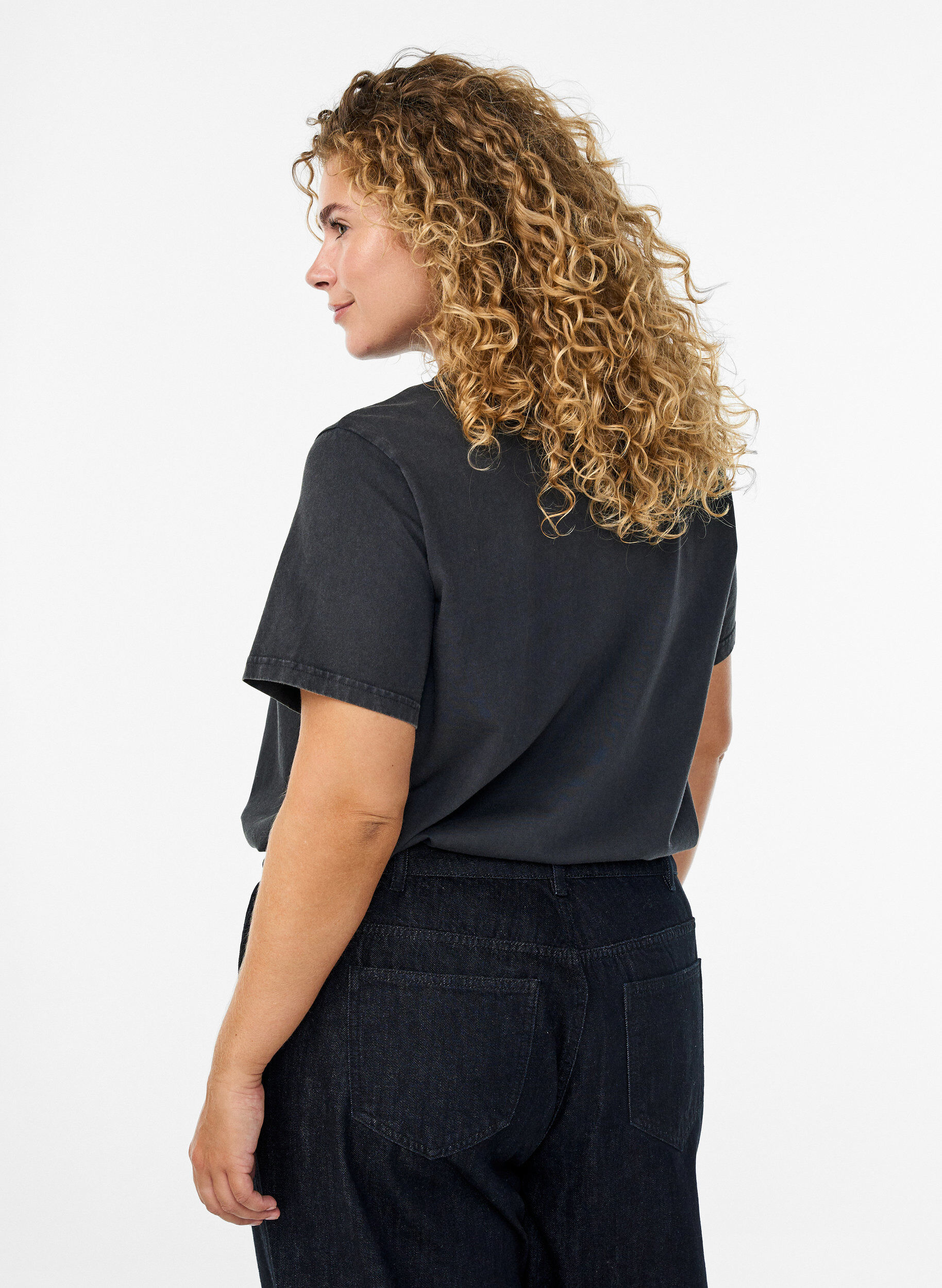 ZizziOrganisch katoenen T-shirt met studs, Grijs, Model image number 2