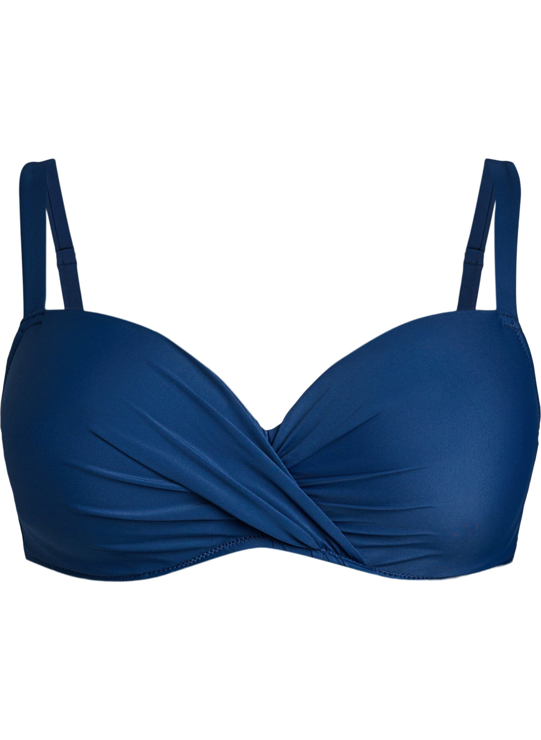 ZizziBikini top met beugel en plooien, Blauw, Packshot image number 0