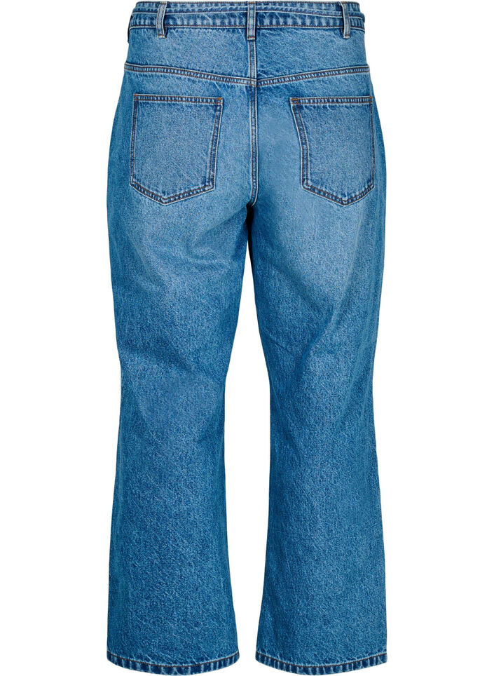 Straight-fit jeans met een strikceintuur, Blue Denim, Packshot