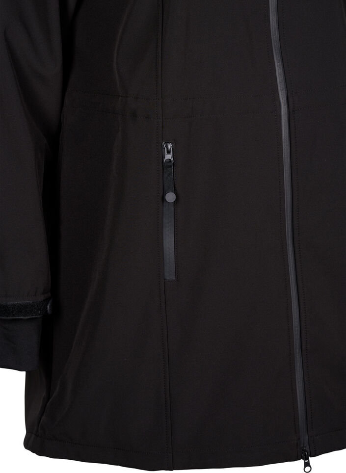 Softshell jack met afneembare capuchon, Zwart, Packshot image number 3