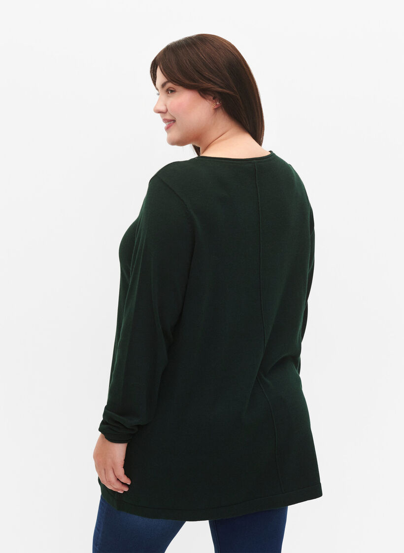 Gebreide blouse gemaakt van katoen en viscose., Groen, Model image number 2