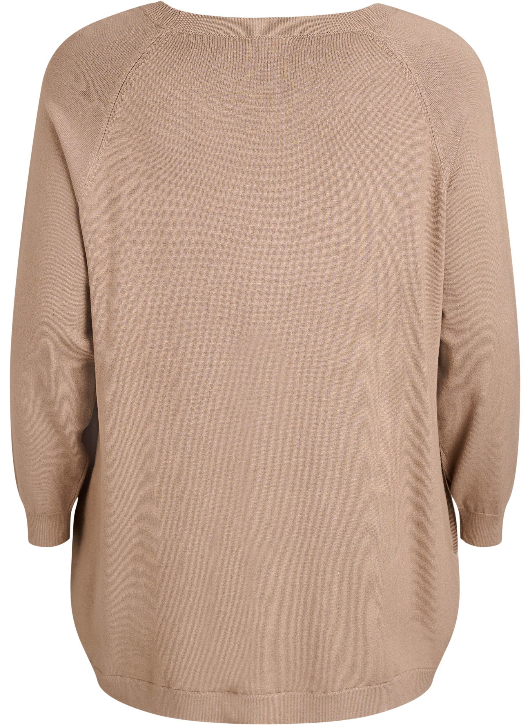 ZizziGebreide blouse met knoopjes aan de zijkant, Beige, Packshot image number 1