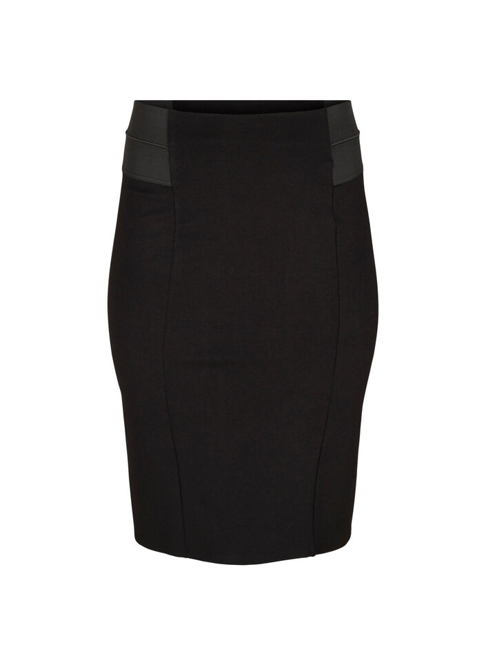 Nauwsluitende rok met elastiek in de taille, Black, Packshot