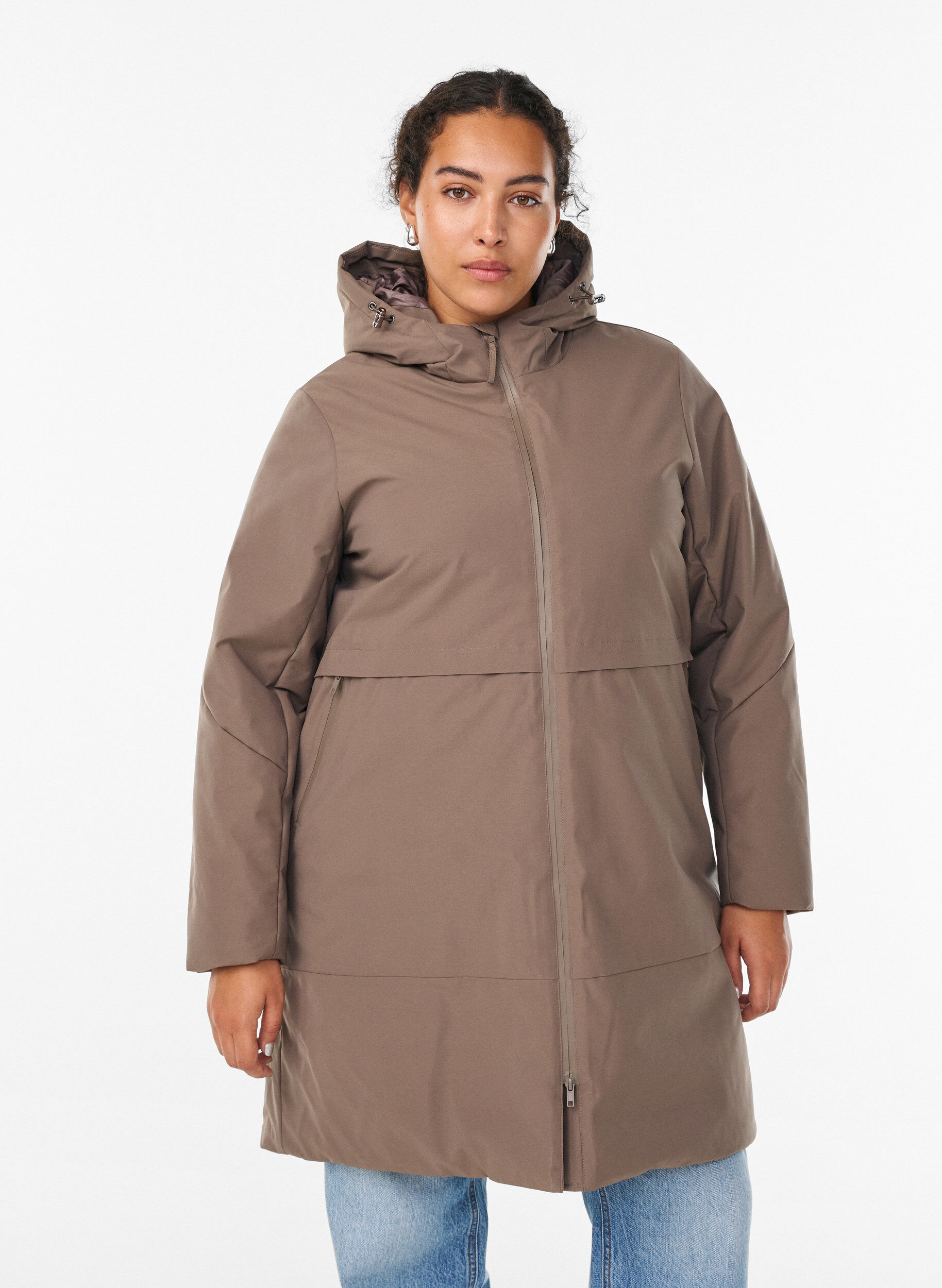 ZizziWinterjas met verstelbare taille, Bruin, Model image number 0