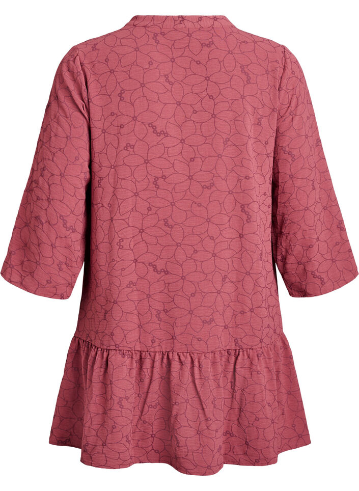 Tunic met geborduurd bloemenpatroon en 3/4 mouwen, Roze, Packshot image number 1