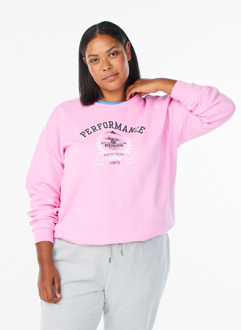 Sweatshirt met tekstprint, Roze, Model image number 0