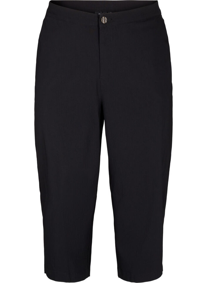 Culotte broek in gemengd stof, Black, Packshot
