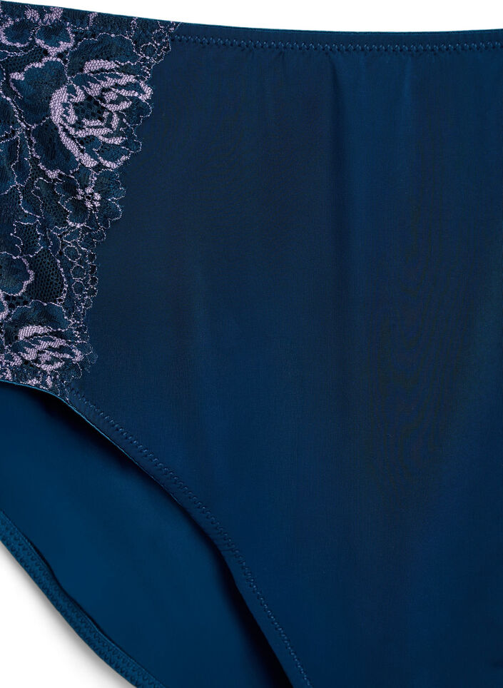 Slipje van microvezel met kant en een normale taille, Blauw, Packshot image number 2