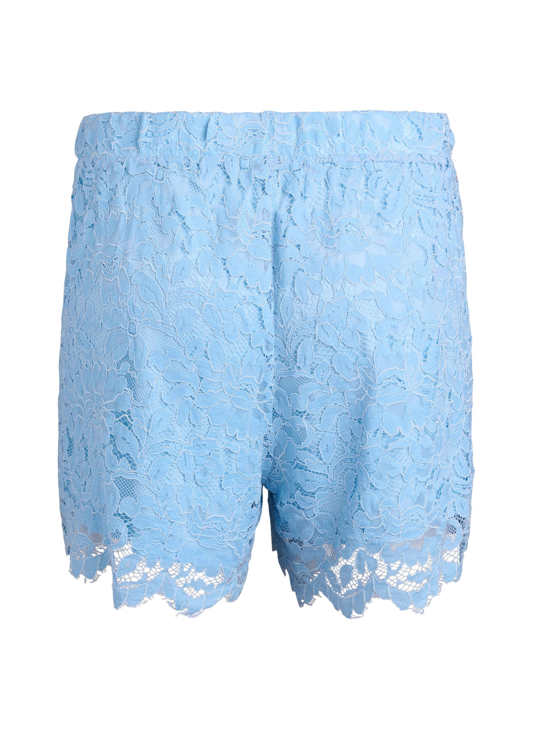 ZizziKanten shorts met hoge taille en zakken, Blauw, Packshot image number 1