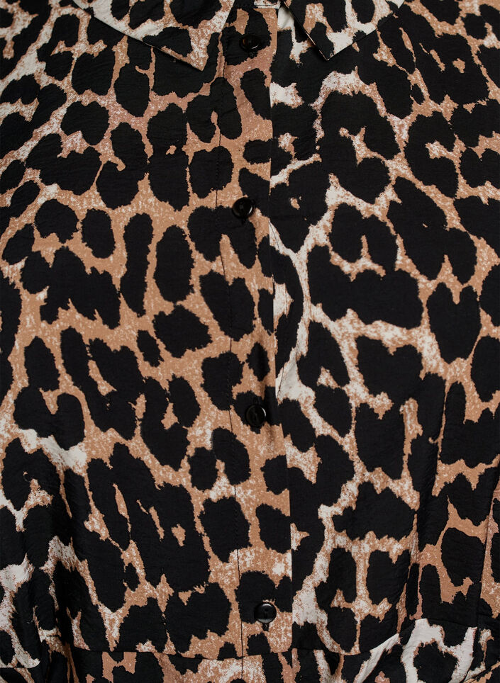 Getailleerde tuniek met een strikceintuur en 3/4 mouwen., Bruin, Packshot image number 2