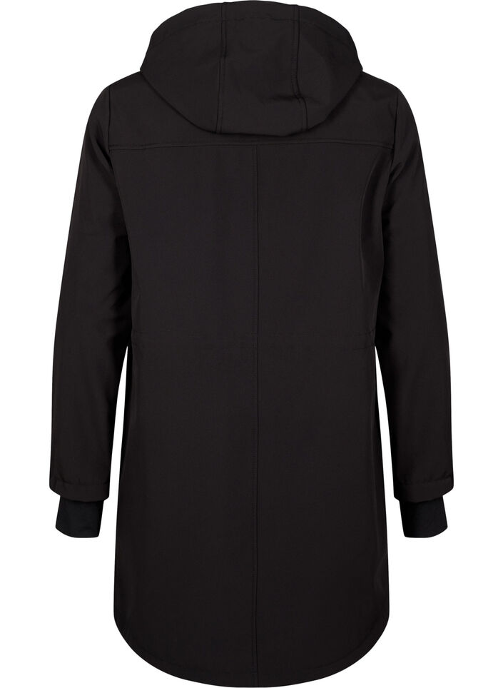 Softshell jack met afneembare capuchon, Zwart, Packshot image number 1