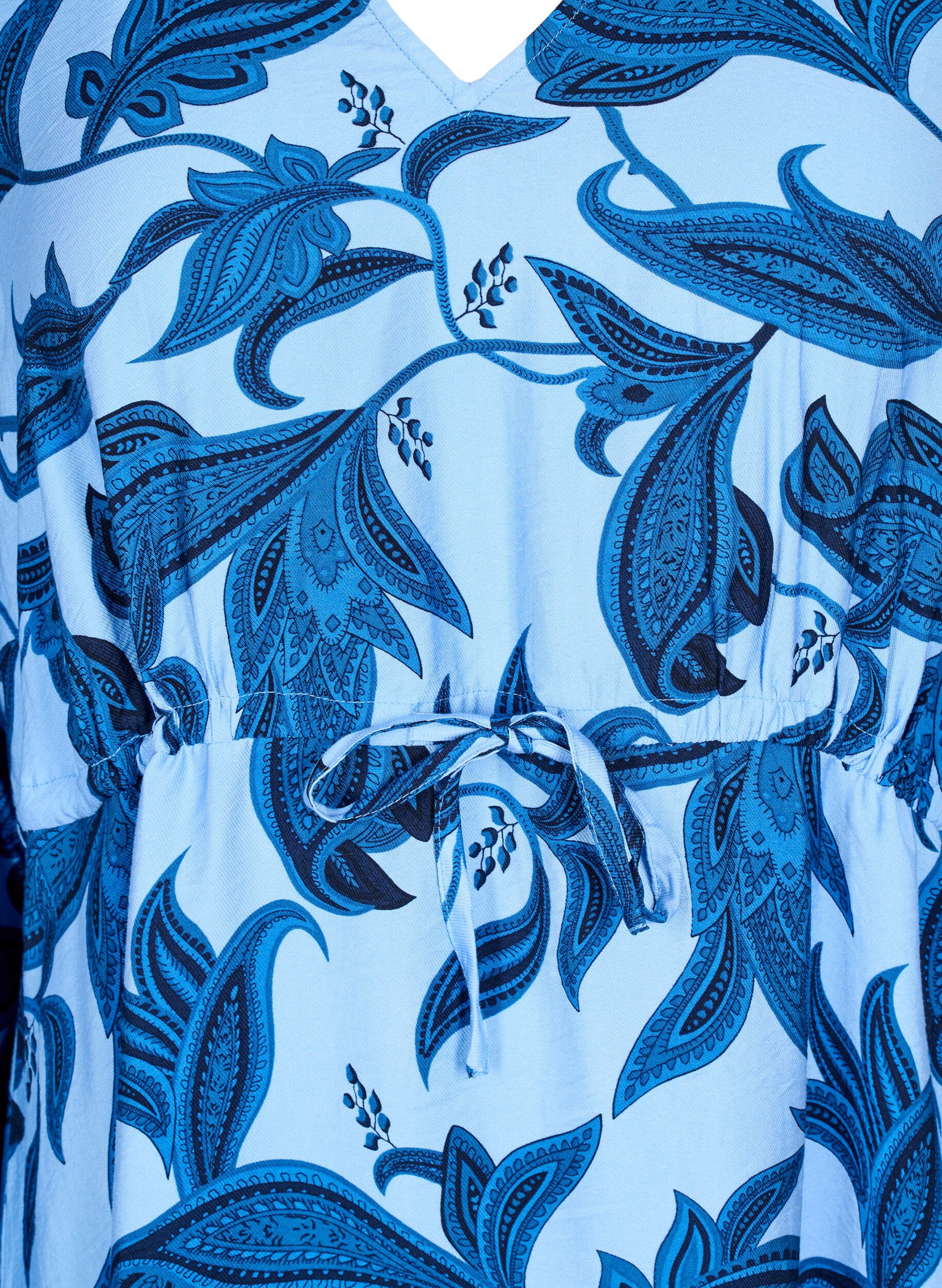 ZizziJurk met lange mouwen met paisleyprint en strikceintuur, Blauw, Packshot image number 2