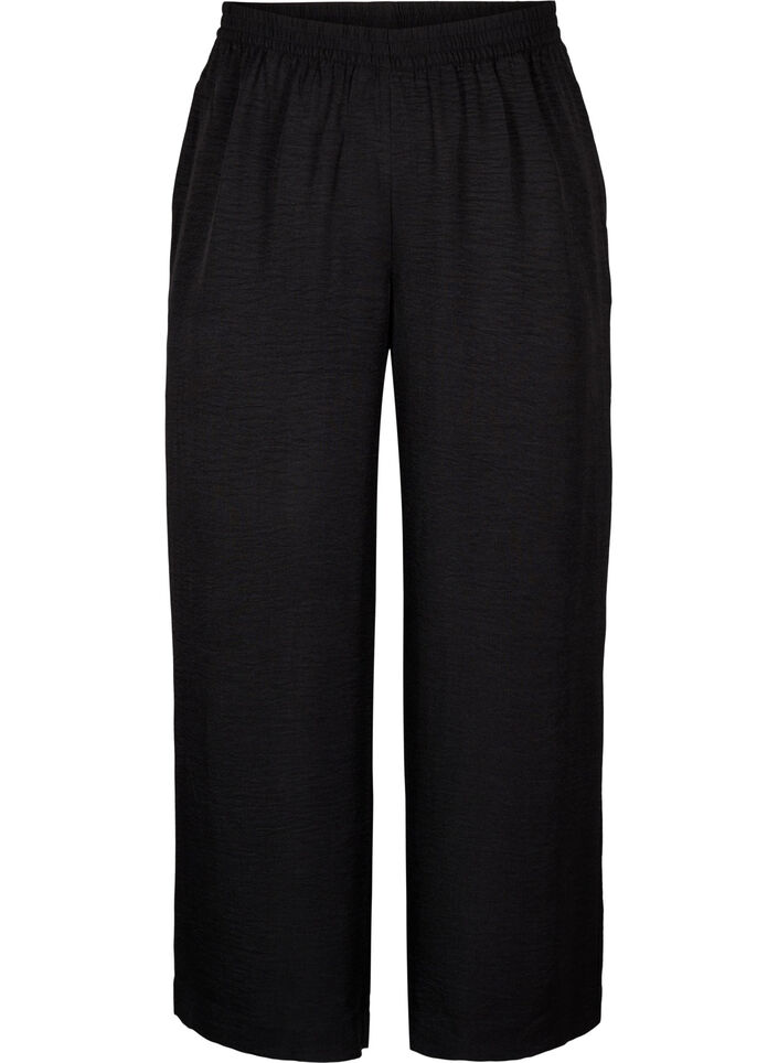 Losse broek met elastische tailleband en zakken, Zwart, Packshot image number 0
