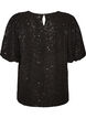 Blouse met pailletten en ballonmouwen, Zwart, Packshot image number 1