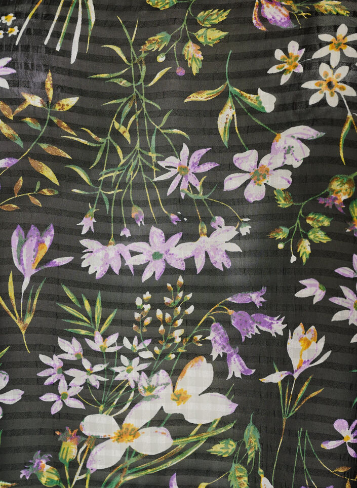 Blouse met bloemenprint en V-hals, Zwart, Packshot image number 2