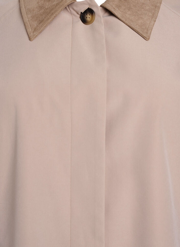 Lentejas met imitatie su&egrave;de kraag en onzichtbare knoopsluiting, Beige, Packshot