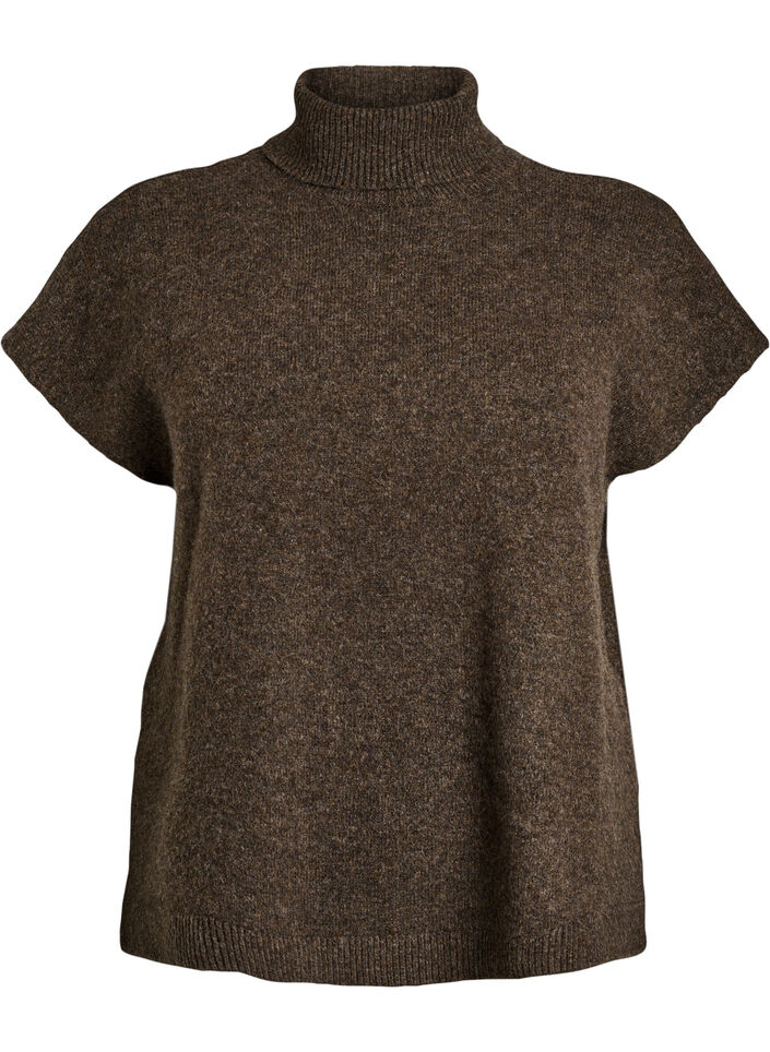 Gebreide vest met col, Bruin, Packshot