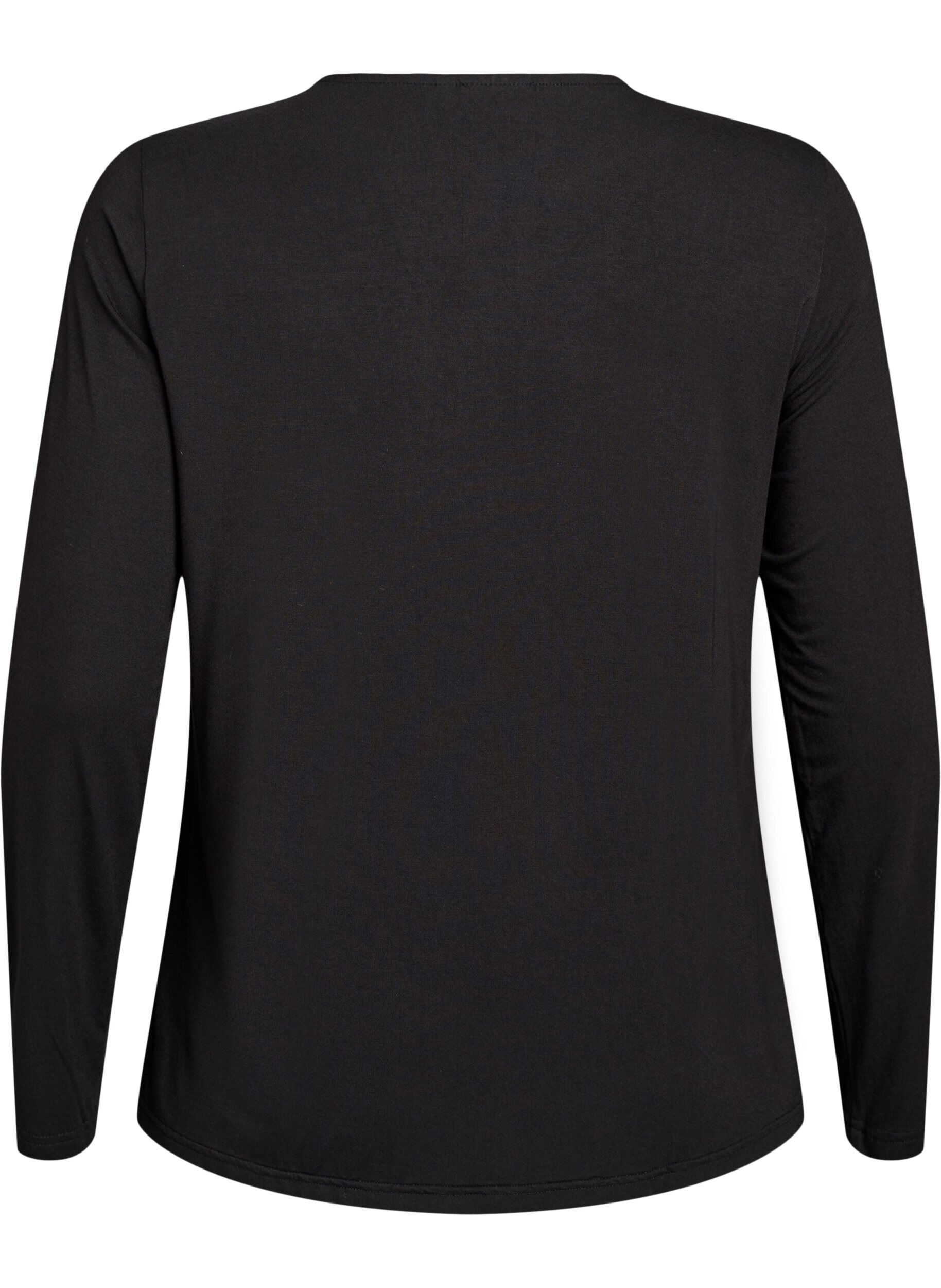 ZizziGestreepte blouse met lange mouwen, Zwart, Packshot image number 1